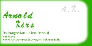 arnold kirs business card